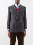 Gucci - Double-breasted Wool-blend Jacket - Mens - Dark Grey