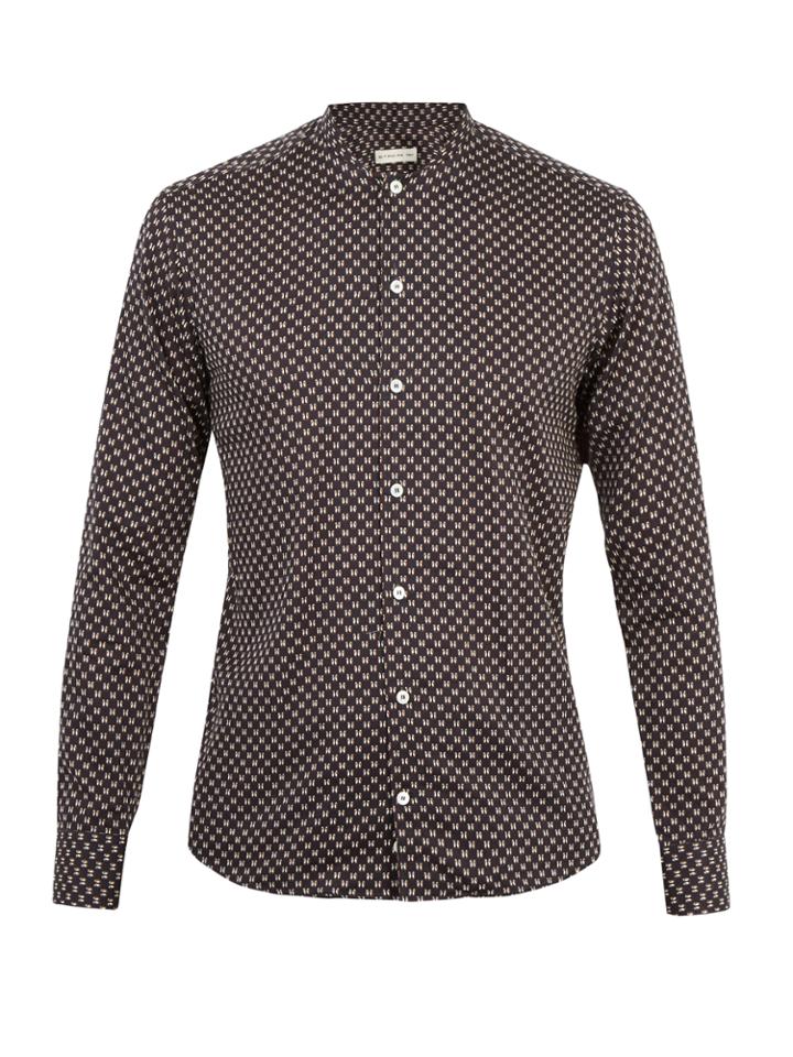 Etro Penguin-print Stand-collar Cotton Shirt