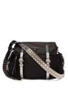 Matchesfashion.com Prada - New Vela Leather Trimmed Cross Body Bag - Womens - Black Silver