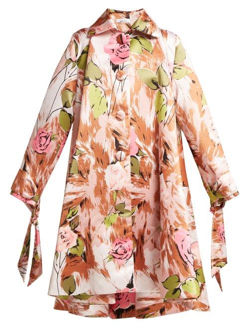 Matchesfashion.com Richard Quinn - Floral Print Satin Coat - Womens - Brown Print
