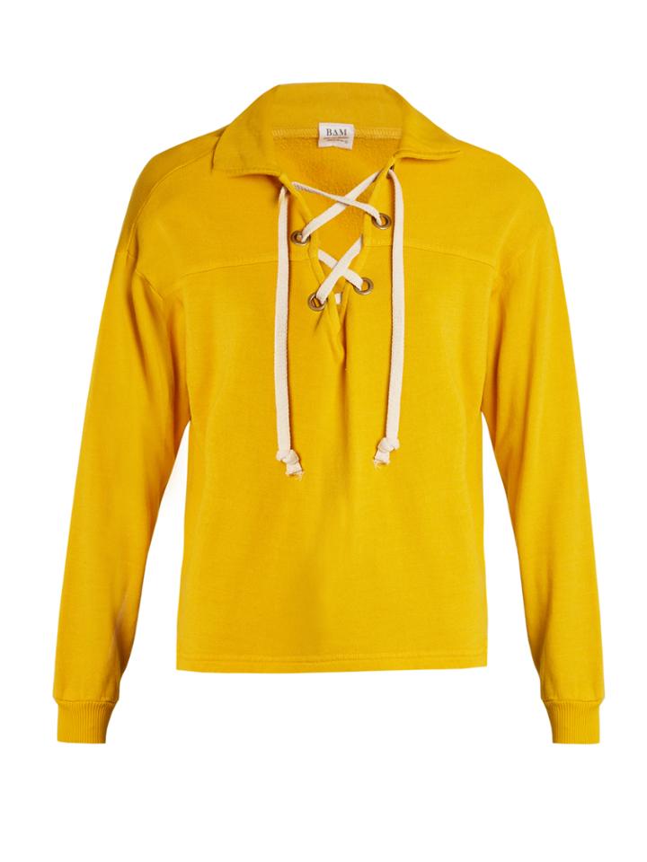 Bliss And Mischief Ohara Lace-up Cotton-blend Sweatshirt
