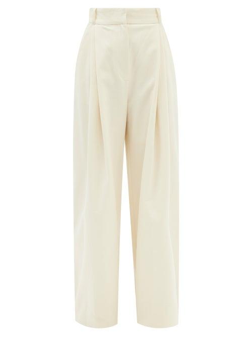 Three Graces London - Molly Double-pleated Cotton-blend Trousers - Womens - Ivory