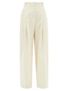 Three Graces London - Molly Double-pleated Cotton-blend Trousers - Womens - Ivory