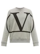 Matchesfashion.com Valentino - V Logo Cotton Blend Sweater - Mens - Grey