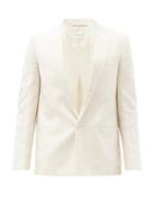 Matchesfashion.com Saint Laurent - Single-breasted Floral-jacquard Wool-blend Blazer - Mens - White