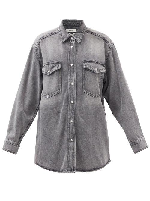 Isabel Marant Toile - Tania Oversized Denim Shirt - Womens - Grey