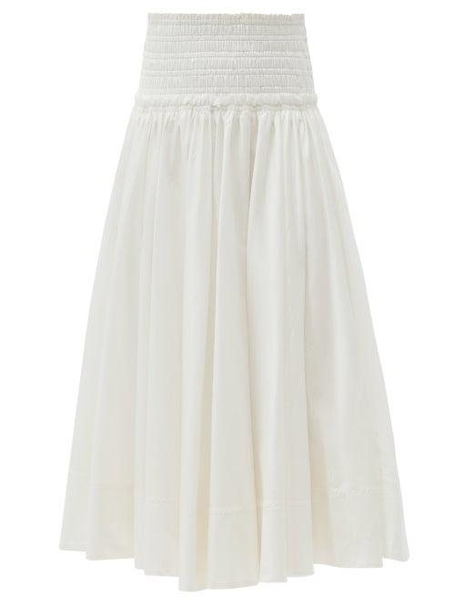 Matchesfashion.com Aje - Cascade High-rise Cotton Skirt - Womens - White