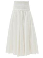 Matchesfashion.com Aje - Cascade High-rise Cotton Skirt - Womens - White