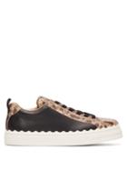 Matchesfashion.com Chlo - Lauren Scallop Edge Snake Effect Leather Trainers - Womens - Black Pink