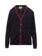 Matchesfashion.com Gucci - Web Stripe Wool Knit Cardigan - Mens - Navy