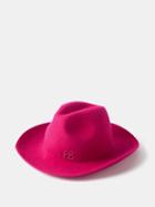 Ruslan Baginskiy - Monogram-embroidered Wool Fedora Hat - Womens - Pink