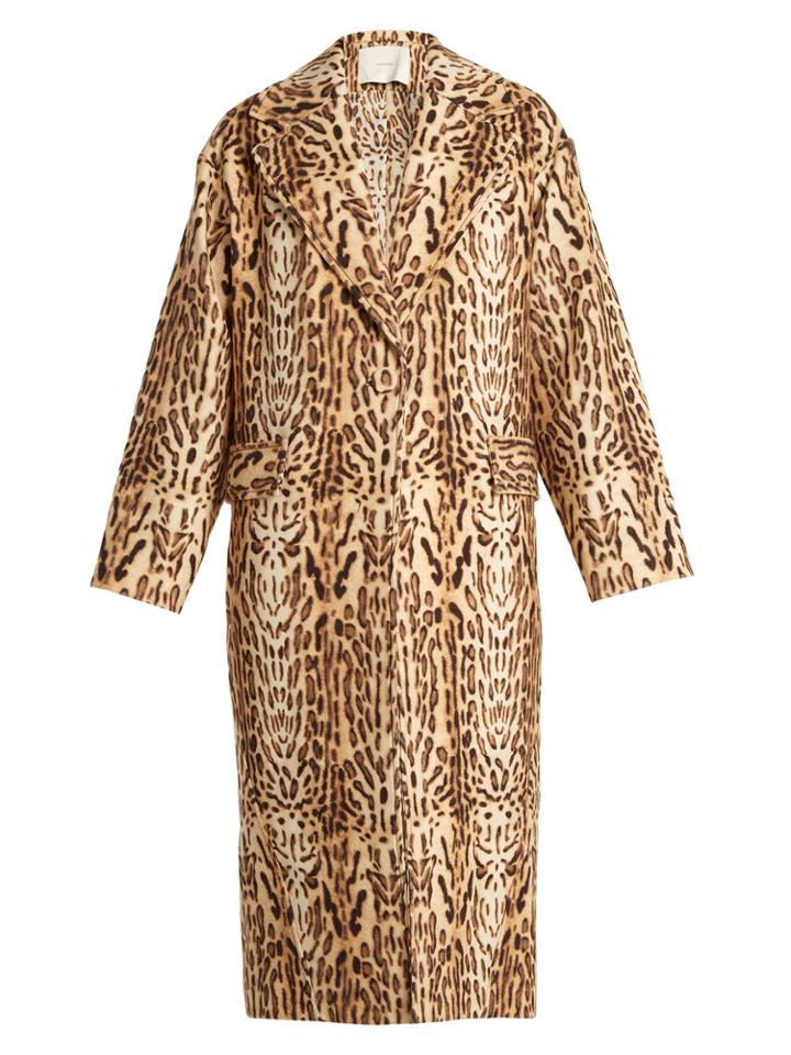 Adam Lippes Leopard-print Wool Cocoon Coat