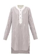 Matchesfashion.com Wales Bonner - Genius Baseball Striped Cotton Tunic - Womens - Brown White