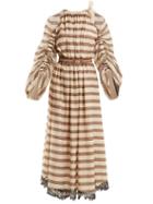 Matchesfashion.com Fendi - Striped Cotton Blend Dress - Womens - Beige Multi
