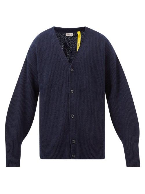 4 Moncler Hyke - Thumbhole-cutout Cashmere-blend Cardigan - Mens - Navy