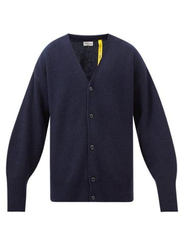 4 Moncler Hyke - Thumbhole-cutout Cashmere-blend Cardigan - Mens - Navy