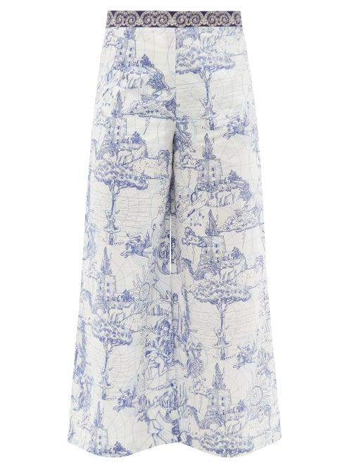 Ladies Beachwear Le Sirenuse, Positano - Natalie Tarrochi Tarot-print Cotton Trousers - Womens - White Print