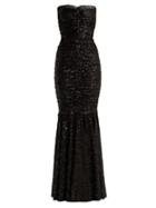 Matchesfashion.com Dolce & Gabbana - Strapless Fishtail Sequin Embellished Gown - Womens - Black