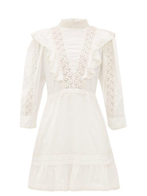 Matchesfashion.com Sea - Victoria Ruffled Cotton Mini Dress - Womens - White