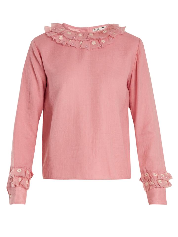 Jupe By Jackie Buku Floral-embroidered Wool Shirt