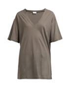 Matchesfashion.com Raey - Cotton Jersey V Neck T Shirt - Womens - Grey