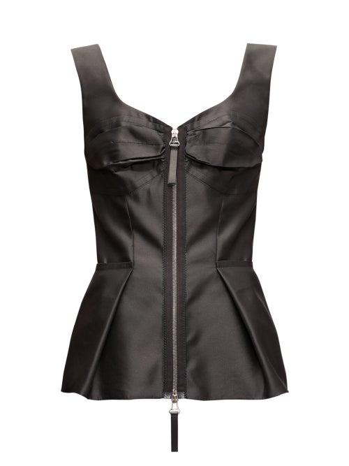 Matchesfashion.com Marni - Zipped Peplum-hem Faille Top - Womens - Black