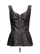 Matchesfashion.com Marni - Zipped Peplum-hem Faille Top - Womens - Black