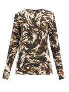 Matchesfashion.com Proenza Schouler - Feather-print Cotton-jersey Long-sleeved T-shirt - Womens - Brown Multi