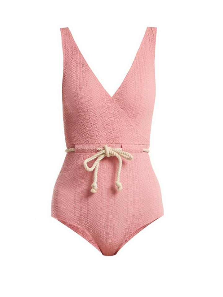 Lisa Marie Fernandez Yasmin V-neck Seersucker Swimsuit