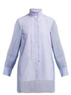 Matchesfashion.com Chlo - Ruffle Trim Cotton Shirt - Womens - Blue