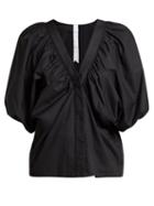 Matchesfashion.com Merlette - Este Puff Sleeve Cotton Blouse - Womens - Black