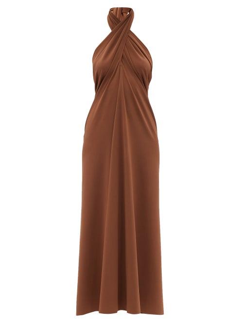 Matchesfashion.com Eres - Caro Halterneck Jersey Maxi Dress - Womens - Brown