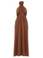 Matchesfashion.com Eres - Caro Halterneck Jersey Maxi Dress - Womens - Brown