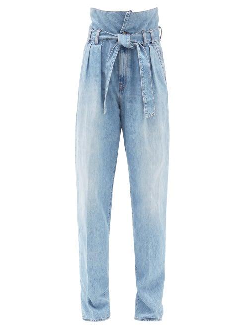 Matchesfashion.com Made In Tomboy - Ylenia Paperbag-waist Straight-leg Jeans - Womens - Light Denim