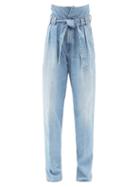 Matchesfashion.com Made In Tomboy - Ylenia Paperbag-waist Straight-leg Jeans - Womens - Light Denim