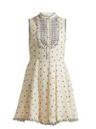 Matchesfashion.com Redvalentino - Polka Dot Scallop Edged Cotton Dress - Womens - Blue White