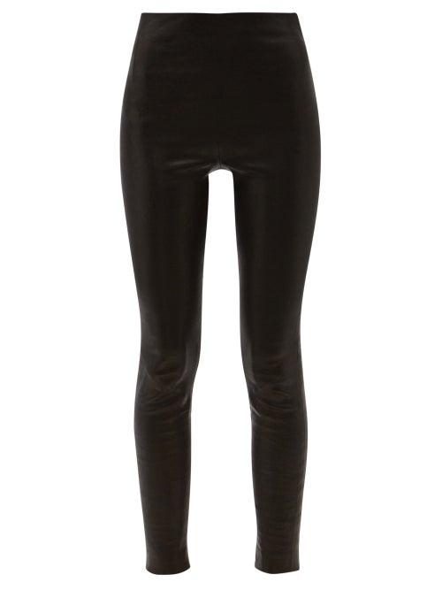 Frame - High-rise Leather Leggings - Womens - Black