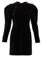 Matchesfashion.com Valentino - Bow And Crystal Embellished Velvet Mini Dress - Womens - Black