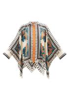 La Doublej - Cape-sleeve Scarf-print Silk Shirt - Womens - Cream Multi