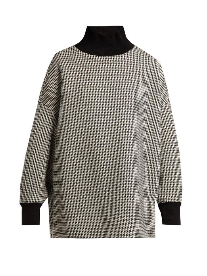 Vika Gazinskaya Houndstooth Cotton-blend Sweater