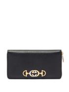 Matchesfashion.com Gucci - Zumi Logo Plaque Grained Leather Wallet - Womens - Black