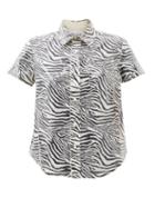 Vaquera - Zebra-print Sequinned-jersey Shirt - Womens - Black White