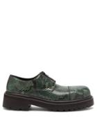 Vetements - Chunky-sole Python-effect Leather Derby Shoes - Mens - Green