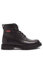 Matchesfashion.com Heron Preston - Worker Logo Print Grained Leather Boots - Mens - Black