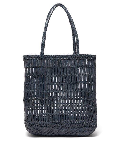 Matchesfashion.com Dragon Diffusion - Dora Woven Leather Tote Bag - Womens - Navy
