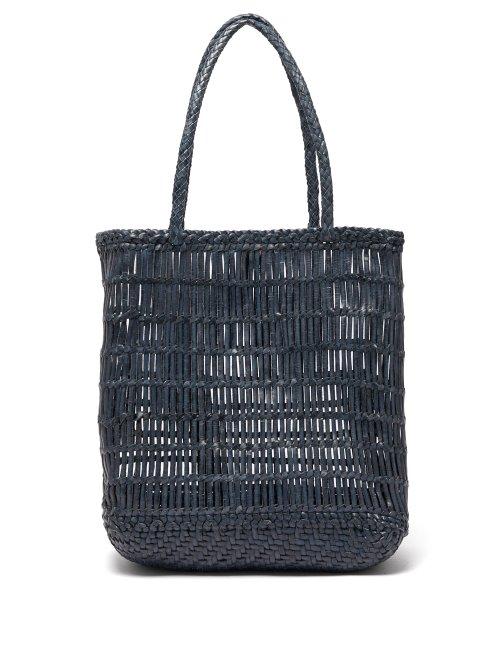 Matchesfashion.com Dragon Diffusion - Dora Woven Leather Tote Bag - Womens - Navy