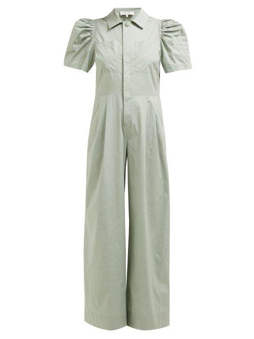 Matchesfashion.com Sea - Wide Leg Cotton Blend Jumpsuit - Womens - Green