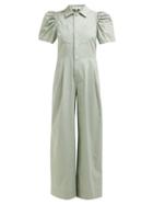 Matchesfashion.com Sea - Wide Leg Cotton Blend Jumpsuit - Womens - Green