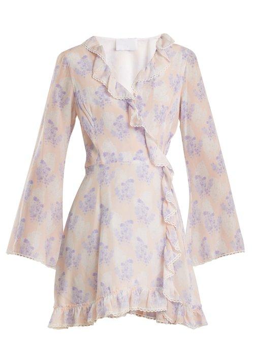 Matchesfashion.com Athena Procopiou - Violet's Whisper Silk Wrap Dress - Womens - Purple Multi