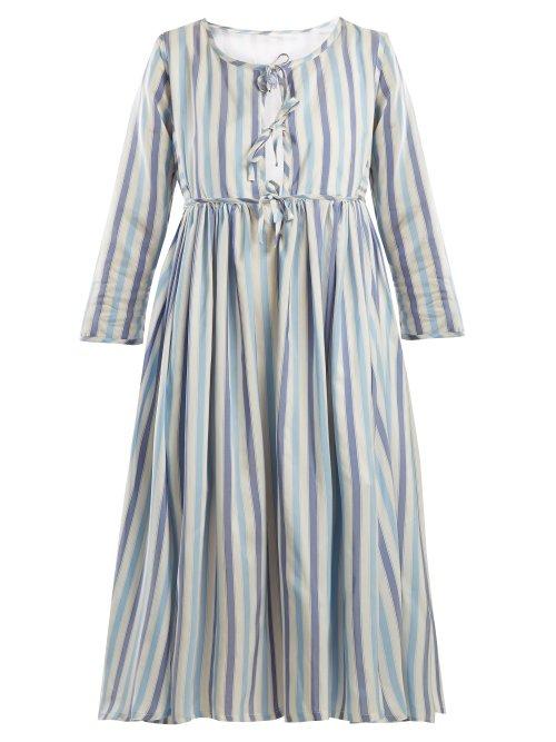Matchesfashion.com Thierry Colson - Sahar Tie Front Silk Dress - Womens - Blue Stripe